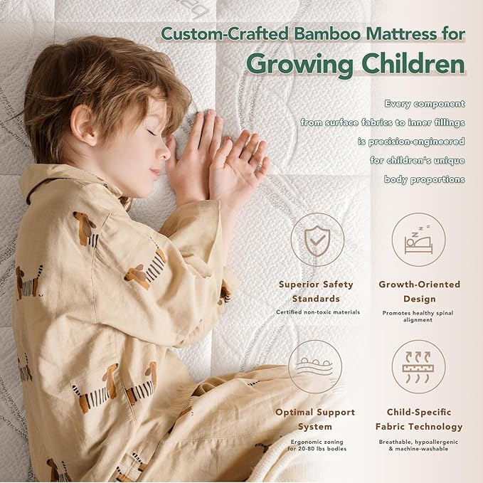 10 Inch Twin Memory Foam Mattress- CertiPUR-US Certified Foam Mattress in a Box -Medium Firm Support for Pressure Relief with Washable Bamboo Fiber Cover for Kids Single Bunk Trundle Bed