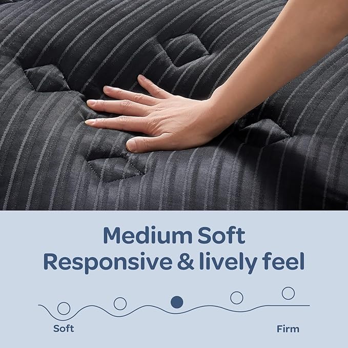OhGeni 12 Inch Cooling Queen Size Mattress, Hybrid Gel-infused Memory Foam Bed Mattresses in a Box, Medium Feel Cool Top Fabric,Individual Pocket Spring, 3-Zone design & Reinforced Edge Support, Black