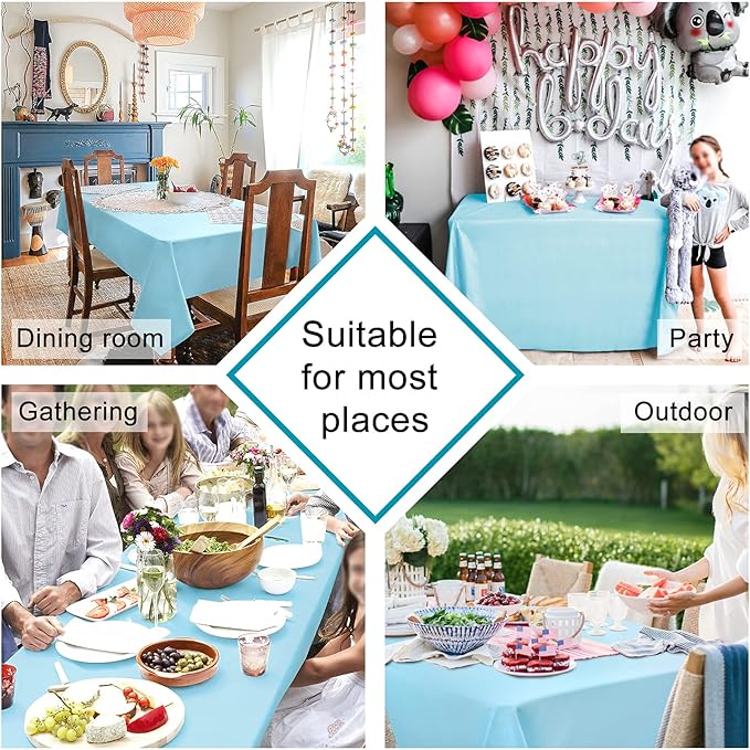 Hiasan Square Tablecloth - Spillproof and Waterproof Washable Table Cloth for Dining Room Kitchen Birthday Party, 54 x 54 Inch, Sky Blue