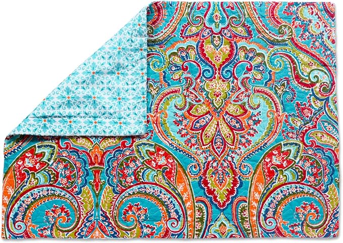 NEWLAKE Quilted Cotton Bed Pillowcases,European Gorgeous Floral Pattern, 2 Pieces, 20x36 Inch