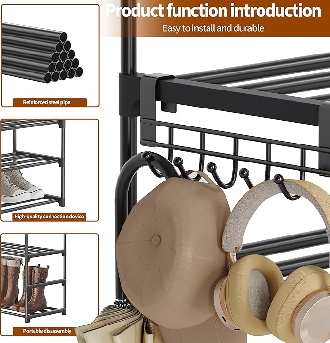 Metal Shoe Rack - 4-Tier Shoe Organizer with Adjustable Shelf Height, Sturdy Shoe Storage Shelf, Perfect for Front Door Entrance, Closet & Entryway, Easy to Assemble, DIY Layering Options (M - 4 Tier)