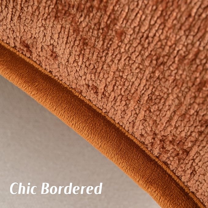 FUTEI Rust Chenille Throw Pillow Covers 24x24 Inch Set of 2,Soft Cozy Bound Edge Design European Cushion Cover,Home Decor for Couch Bed Living Room