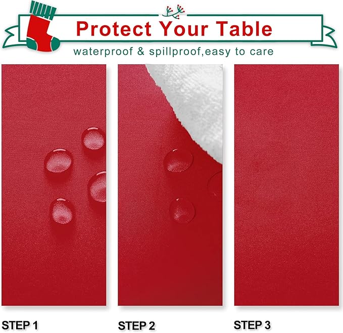 Hiasan Red Rectangle Tablecloth - Waterproof Washable Polyester ChristmasFabric Table Cloth for Party, Wedding, Banquet and Restaurant, 90 x 156 Inch