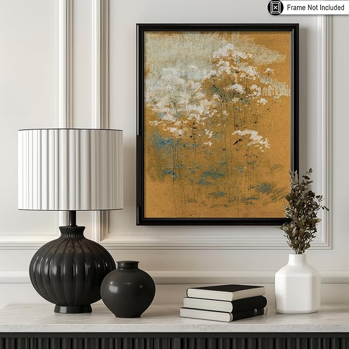 Poster Master Vintage Wild Flowers Poster - Retro Tonal Botanical Painting Print - Abstract Art - Floral Art - Farmhouse Art - Aesthetic Flower Shop or Living Room Wall Decor, 24x32 Unframed Wall Art