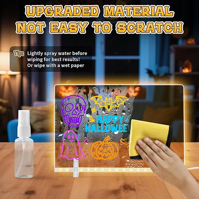 Lumiboard Led Drawing Board with 7 Colors,12"X8" Acrylic Dry Erase Board with Light, Include Adapter, Hanging Chain, Led Drawing Board for Kids with Stand,Birthday and Halloween Gifts for Kids