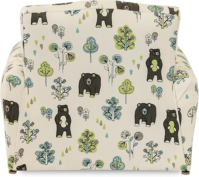 Toddler Personalized Armchair, Kids Upholstered Rocking Chair with Personalization, Toddler Chair with Personalized Name, Comfy Child Armchair, (Bears & Trees Print, Rockers)