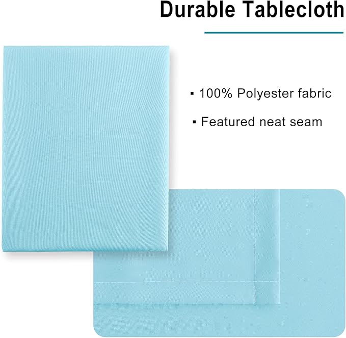 Hiasan Waterproof Tablecloth Rectangle - Washable Fabric Table Cloth for Dining Room Kitchen Birthday Party and Outdoor Use, Sky Blue, 70 x 120 Inch
