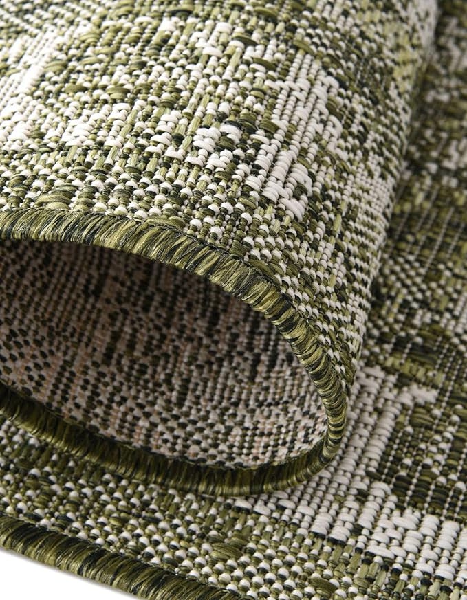 Unique Loom Outdoor Traditional Collection Area Rug - Valeria (9' x 12' 2" Rectangle, Green/ Light Green)