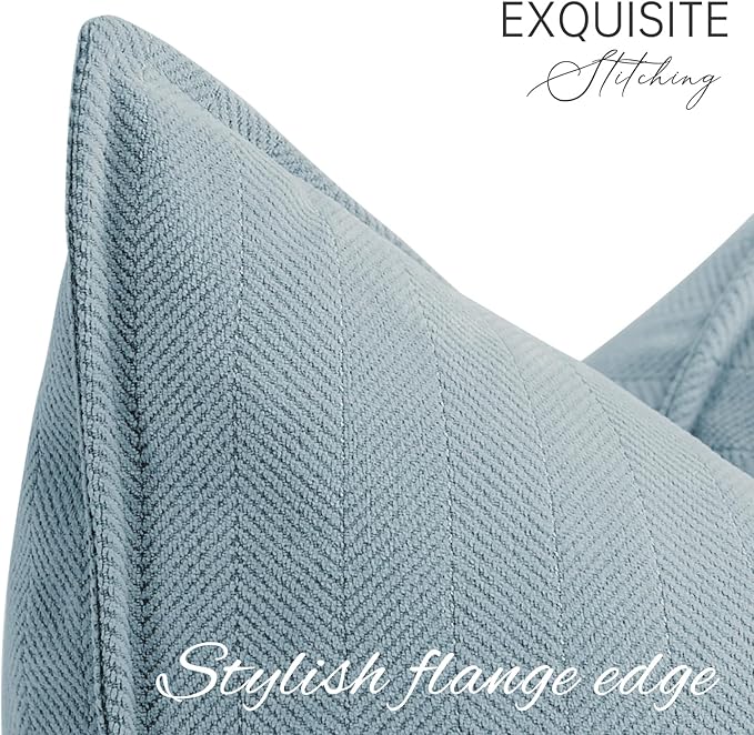 ZWJD Blue Pillow Covers 26x26 Set of 2 Chenille Pillow Covers with Elegant Design Soft and Luxurious Decorative Throw Pillows for Couch, Bed, and Home Decor,Light Blue