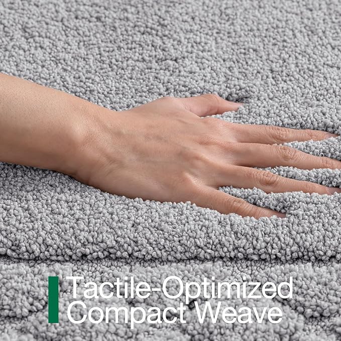 LUMI Bathroom Rugs, Ultra Soft Absorbent Bath Mat for Shower, Non Slip Washable Bath Rugs with Rubber Backing, Microfiber Plush Quick Dry Floor Mat for Bathtub, Floor, White, Grey, 24x43
