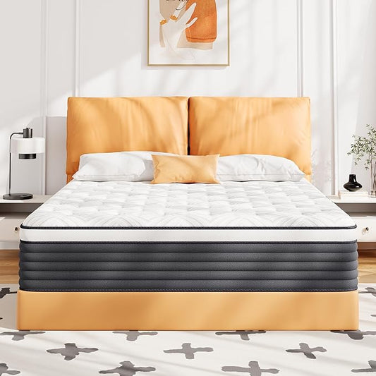 COOLMI 12 Inch Twin Hybrid Mattress, Memory Foam and Independent Spring, Soft and Comfortable Medium Firm Mattress, Pressure Relief, CertiPUR-US Certified