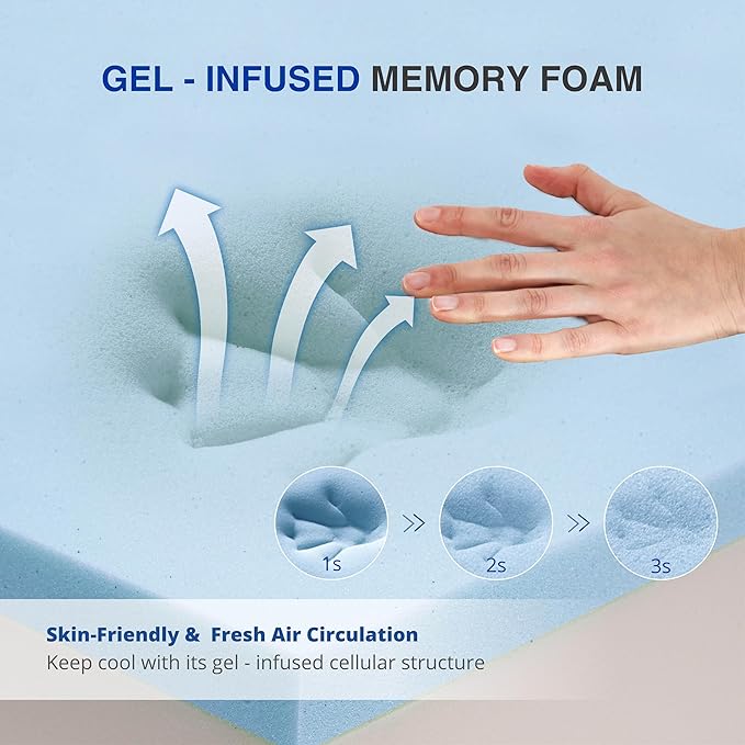 10 Inch King Gel Cooling Memory Foam Mattress, Pressure Relief, Medium Firm Support，Mattress in a Box, CertiPUR-US Certified