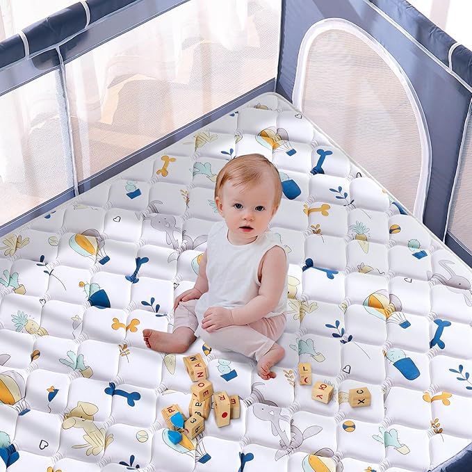Lilyvibebearhappy Premium Baby Play Mat 36" X 36", Thicken Foam One-Piece Crawling Mat, Non-Slip Cushioned Baby Playmats for Infants, Babies, Toddlers, Foldable and Machine Washable