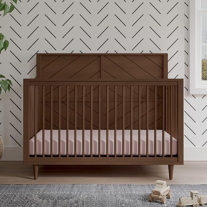 Child Craft Surrey Hill 4-in-1 Convertible Crib, Baby Crib Converts to Day Bed, Toddler Bed and Full Size Bed, 3 Adjustable Mattress Positions, Non-Toxic, Baby Safe Finish (Toasted Chestnut)