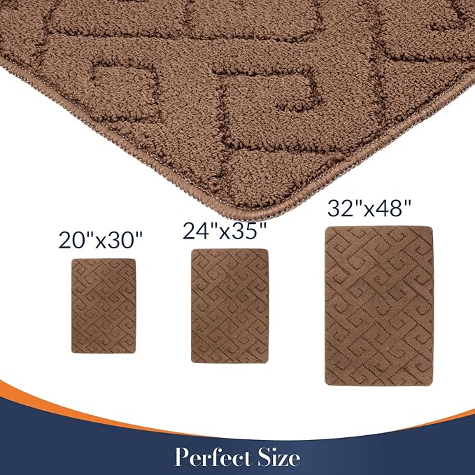 Walensee Indoor Doormat, Front Door Mat for Entrance (32"x48" Brown) Machine Washable Entryway Rug, Non Slip Trapper Door Rugs Absorbent Dirt Low Profile Shoes Scraper Inside Floor Mats