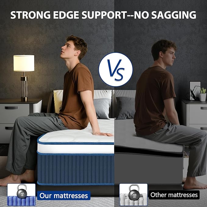 Full Mattress 14 Inch, Hybrid Full Size Mattress in a Box, Gel Full Size Memory Foam Mattress with Pocket Springs, Medium Firm Feel, Edge Support, Cool Sleep, Motion Isolation & Pressure Relief