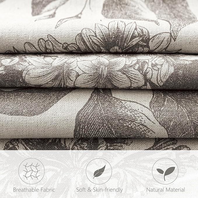 Foindtower Set of 2 Linen Floral Vintage Throw Pillow Covers Neutral Accent Decorative Cushion Covers Farmhouse Boho Home Decor for Sofa Chair Couch Bedroom Living Room Outdoor,18×18 Inch,Light Gray