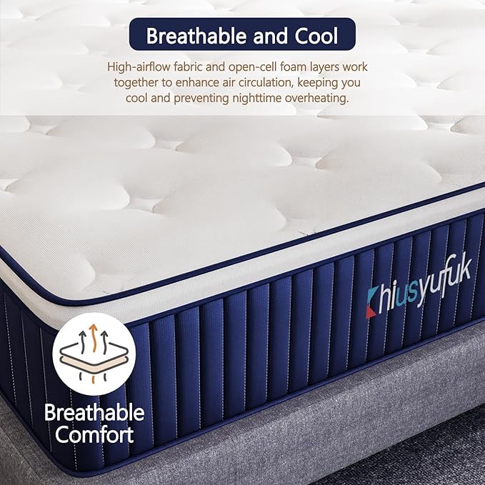 12 inch king size mattress in a box, Hybrid Mattress,Gel Memory Foam Individually Wrapped Pocket Coils Innerspring Pressure Relief,Soft,CertiPUR-US Certified,Fiberglass-Free, (12 Inch, King)