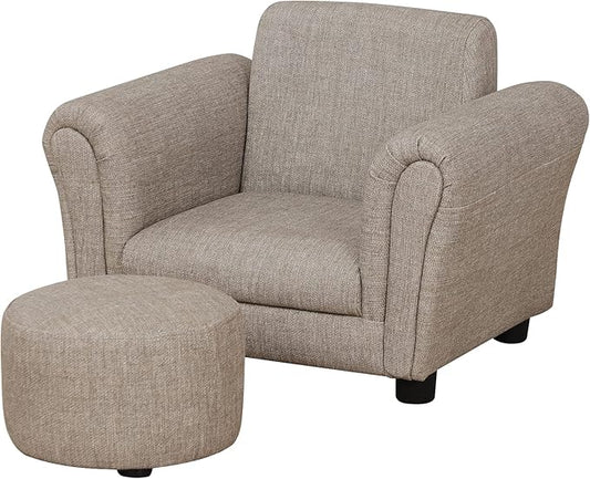 Getifun Kids Sofa Chair with Ottoman/PVC Leather Toddler Couch with Plastic Legs/Upholstered Children Armchair for Kids Under 4 Years Old/Single Seat with Stool (Single)