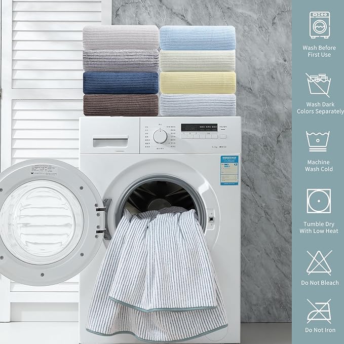 8-Piece Premium Towel Set for Bathroom|2 Oversized Large Bath Sheet,2 Hand Towels,4 Washcloths|Soft Cozy Highly Absorbent Fast Dry Microfiber Shower Towel Set for Hotel Bathroom Essentials,Lake Blue