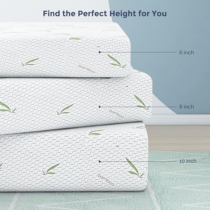 IULULU Full Mattress in a Box, 8 Inch Memory Foam Mattress with Breathable Bamboo Cover, Green Tea Full Size Mattress Made in USA for Cool Sleep, Medium Firm, CertiPUR-US Certified