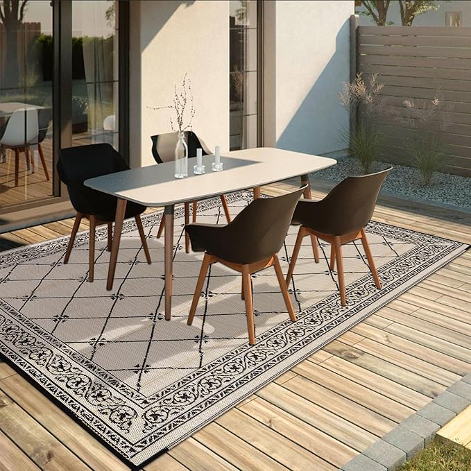 HiiARug Outdoor Rug for Patios Clearance 6'x9' Outdoor Plastic Straw Rug Waterproof Patio Camping Rug Reversible RV Mat Outdoor Area Rugs for Outdoors, RV, Backyard, Deck, Camping