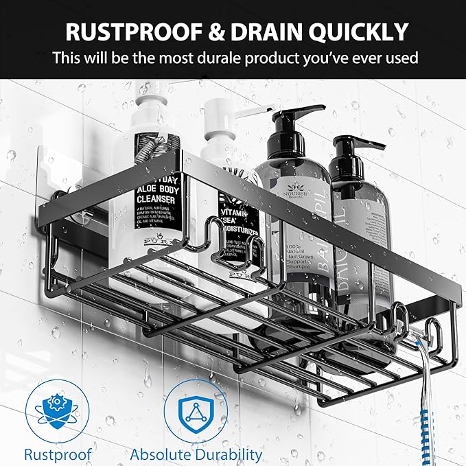 Moforoco 7 Pack Adhesive Shower Organizer Caddy Shelves Rack - Corner Bathroom Storage Organization, Home&Kitchen Decor Inside RV Accessories, Hanging House Apartment Camper Essentials