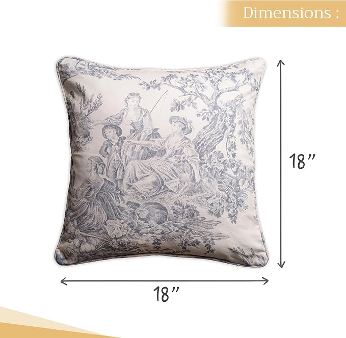 Maison d' Hermine Decorative Pillow Covers 18 x 18 Inch Square 100% Cotton Throw Pillow Covers with Invisible Zipper for Living Room Couch, Chair, Sofas, Bedroom, Home (The Miller - Paloma Grey)