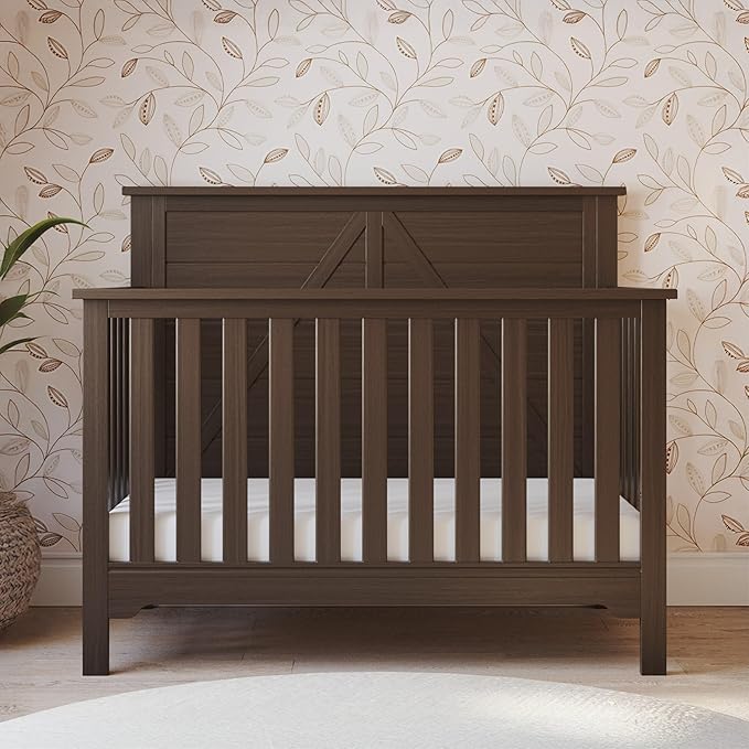 Child Craft Woodland 4-in-1 Convertible Crib, Baby Crib Converts to Day Bed, Toddler Bed and Full Size Bed, 3 Adjustable Mattress Positions, Non-Toxic, Baby Safe Finish (Brushed Truffle)