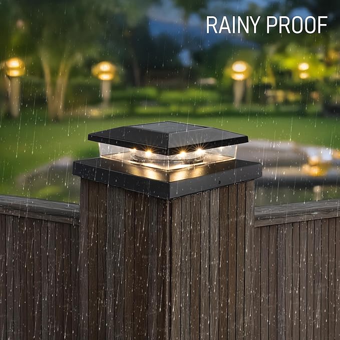 TW SHINE Solar Post Cap Lights Outdoor, 12 Pack Waterproof Solar Powered Deck Fence Post Lights, Warm White Post Light for Garden Patio Porch for 4x4, 5x5 or 6x6 Wooden Posts