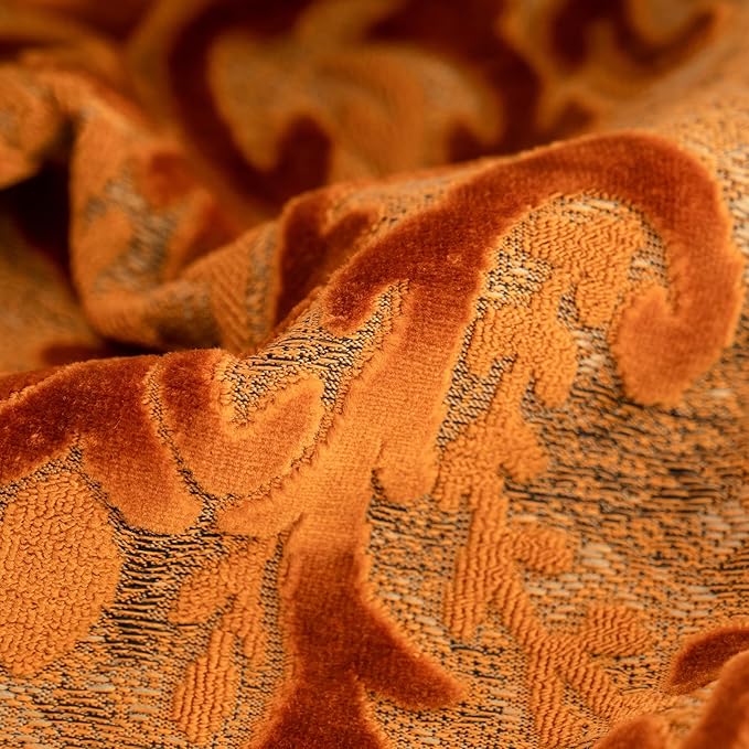 Alerfa Boho Orange Floral Throw Pillow Cover 20x20 Inch Cut Velvet Sqaure Luxury Embroidered Decorative Pillow Cover for Couch Living Room Bedroom