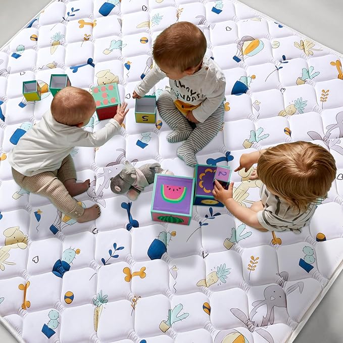 Lilyvibebearhappy Premium Foam Baby Play Mat 79" X 55", Extra Large Soft Thicker Activity Playmats for Babies, Toddlers, Infants, Play & Tummy Time, Foldable & Machine Washable Baby Mat for Floor