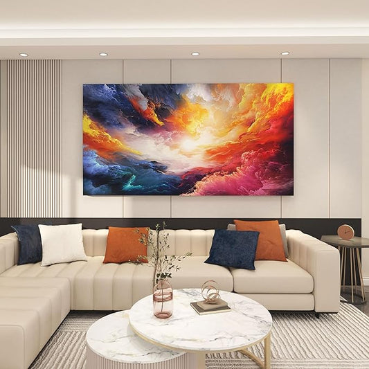 Pogusmavi Wall Art for Living Room - Abstract Canvas Wall Art - Colorful Paintings for Wall Decorations - Large Wall Decor - Art Work for Office Contemporary Home 58×29in