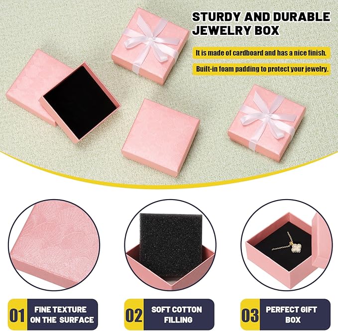 Glarks 12pcs 3.5 x 3.5 x 1.1in Jewelry Gifts Boxes Kit, Pink Fan Shaped Jewelry Boxes for Ring Earring Jewelry, Christmas, Birthday, Anniversaries, Valentine’s Day, Mother’s Day and Other Festivals