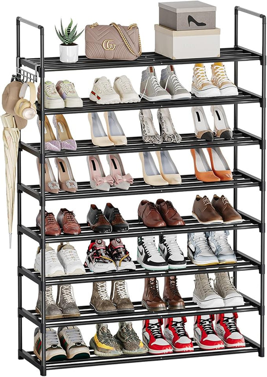 Shoe Rack, 8 Tier Tall Shoe Rack for Entryway, Shoe Orhanizer for Closet, Adjustable Shelf Height Metal Shoe Shelf, Shoe Stand for Front Door Entrance, Closet & Entryway
