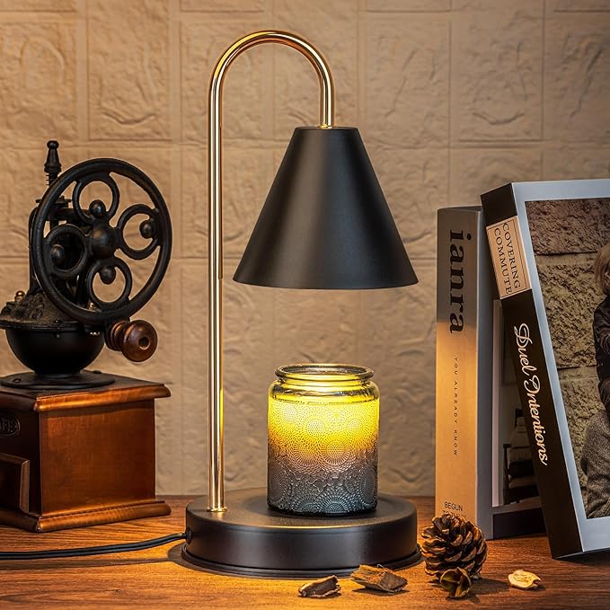 Candle Warmer Lamp with Timer, Birthday Gifts for Men Dad Boyfriend, Black Modern Room Decor Aesthetic Vintage, Dimmable Wax Melt Warmer for Scented Wax, Black