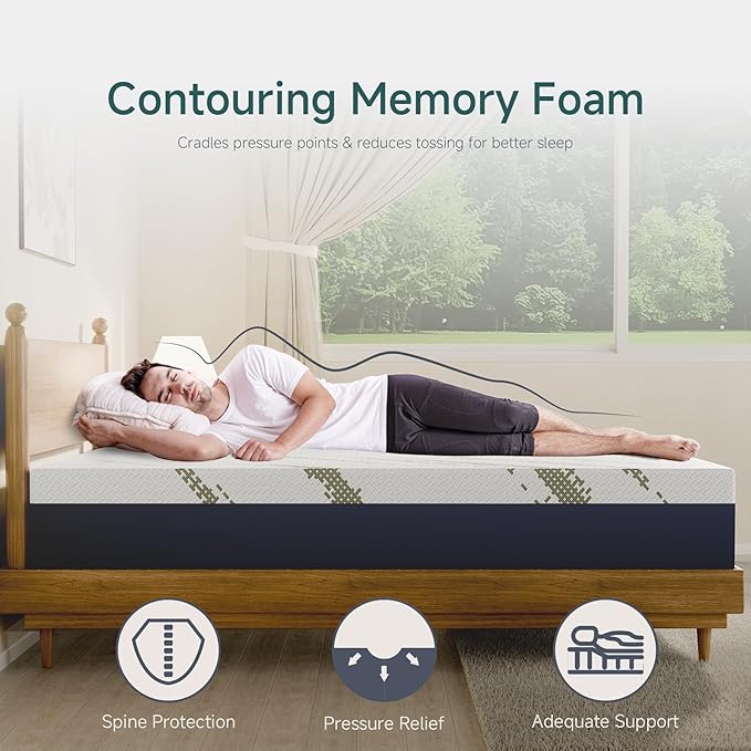 12 Inch Full Mattress, Gel Memory Foam Bed in a Box, Medium Firm, CertiPUR-US Certified, Pressure Relief, Comfortable Sleep for Teens, Adults, Guest Rooms