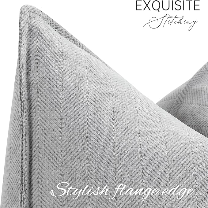 ZWJD Light Gray Pillow Covers 26x26 Set of 2 Chenille Throw Pillow Covers with Elegant Design Soft and Luxurious Decorative Throw Pillows for Couch, Bed, and Home Decor