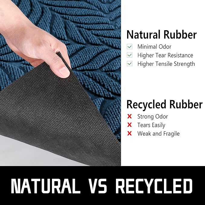 Yimobra Front Door Mat Outdoor Indoor, 47x24 All-Season Waterproof Welcome Mat, All-Weather Outside Entrance Mat, Non-Slip Patio Porch Doormat, Low Profile, Fade Resistant, Blue