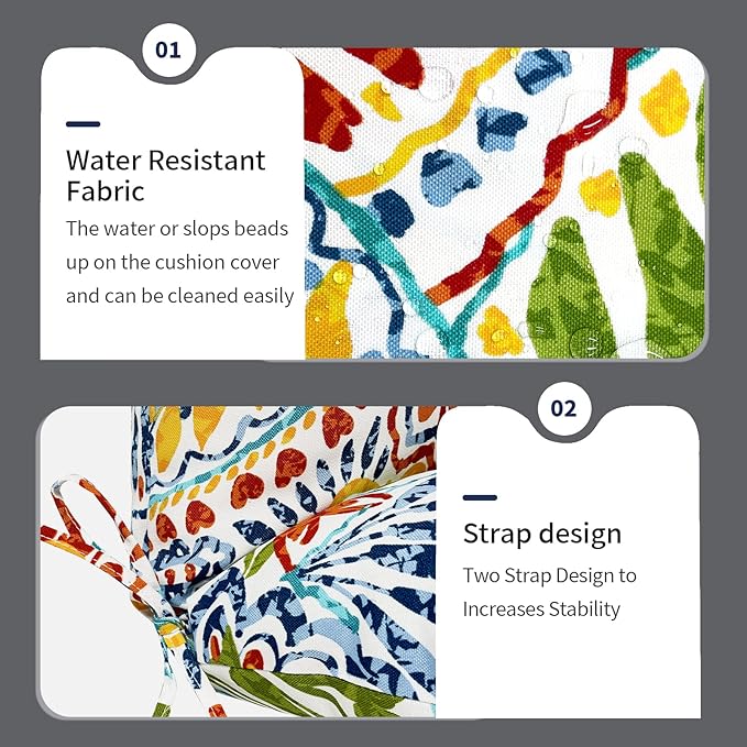 Set of 2 Outdoor High Back Chair Cushions 44"x 22",Water Repellent Rocking Seat Cushions Replacement, Seat/Back Chair Cushions for Patio,Porch,Balcony and Indoor - Paisley Multi