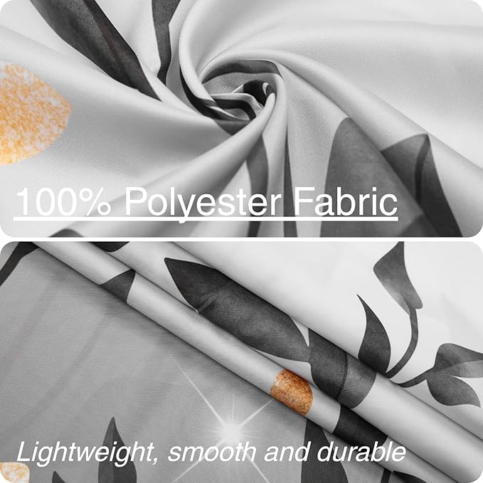 Eucalyptus Shower Curtain, Ombre Floral Leaves Plant Washable Fabric Bath Decor with 12 Hooks 72x72 inches, Grey
