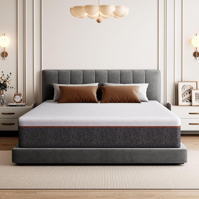 Marsail 10 Inch Queen Size Mattress, Cooling Gel Memory Foam, Fiberglass Free Breathable Cooling Bed Queen Mattress, Medium-Firm in A Box
