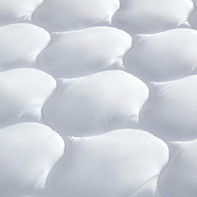 SLEEP ZONE Quilted Fitted Mattress Pad Cover Cal King - Soft Fluffy Pillow Top Bed Mattress Topper Deep Pocket 8-21 inch, Cal King