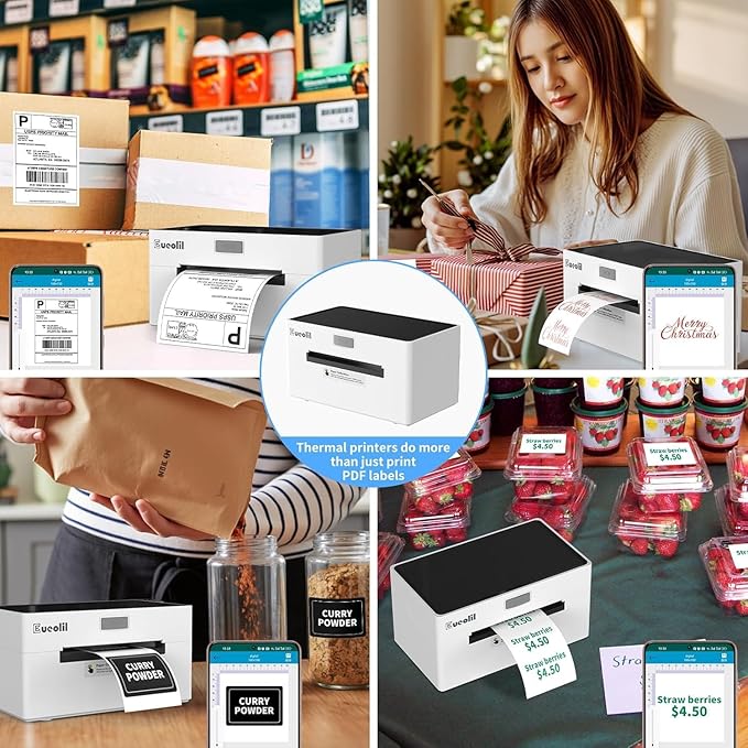 Thermal Label Printer, Compatible with Android、iPhone、Windows＆Mac,Maximum Support 4×6 Thermal Label Paper,Widely Used for Home＆Small Businesses and Shipping Label