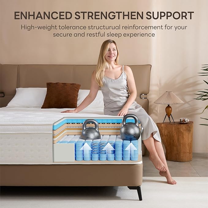 LIKIMIO 10 Inch Full Mattress, Cool Hybrid Mattress in a Box, Gel Memory Foam, Individual Pocket Springs for Strong Edge Support, Motion Isolation, Pressure Relief, Oeko-TEX & CertiPUR-US, SG Made