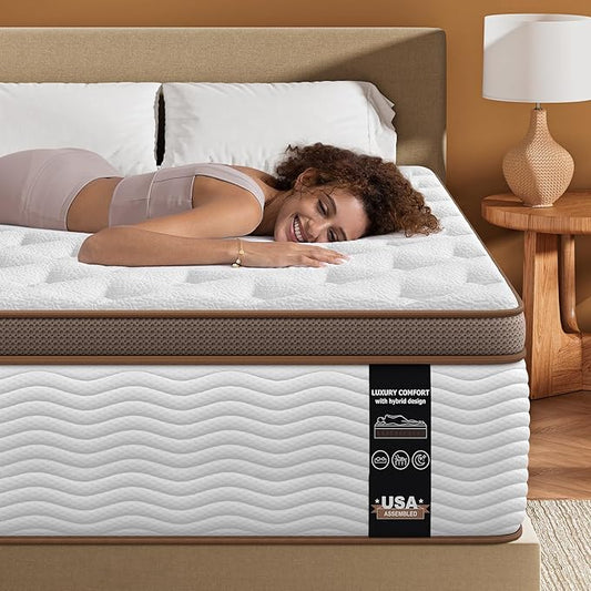 BedStory Firm Queen Mattress 14 Inch - Hybrid Mattress with Optimal Spinal Support for Back Pain - Advanced Pocket Spring and Motion Isolation Technology, CertiPUR-US Certified