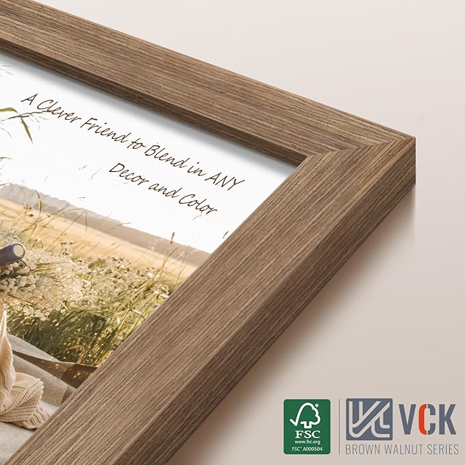 VCK 20x30 Poster Frame Set of 4 - Walnut, Gallery-Quality Wood Picture Frames, 1.1-Inch Wide Border, Polished Plexiglass, Vertical or Horizontal Wall Display for Photo/Art/Prints, Walnut