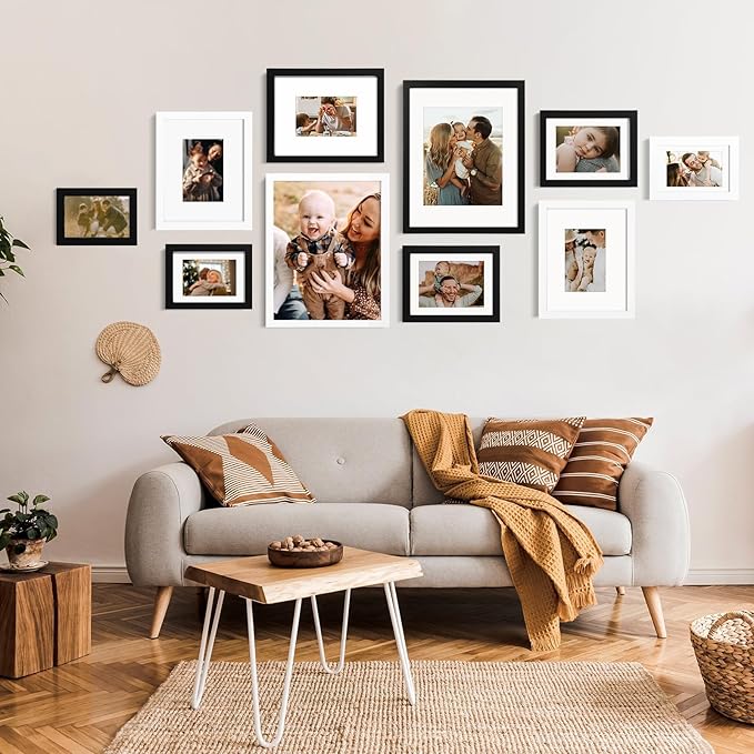 KINLINK 3.5x5 Picture Frames Black, Solid Wood Frames with Plexiglass for Table Top and Wall Mounting, Photo Frames for Horizontal or Vertical Display, 4 Pack