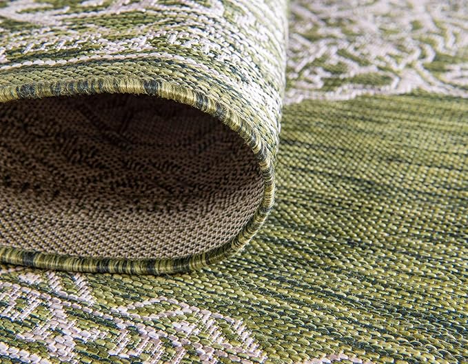 Unique Loom Outdoor Traditional Collection Area Rug - Antique (6' 1" x 9' Rectangle, Green/ Gray)