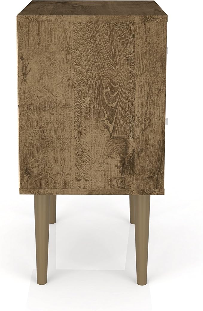 Manhattan Comfort Liberty Mid Century Modern Nightstand with Drawers, Bedside Table for Bedroom and Living Room, Night Stand Accent Decor, Easy Assembly, Brown/Brown